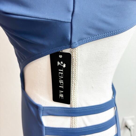 Tempt Me Blue One Piece Open Swimsuit Size Small Brand New - Picture 2 of 5